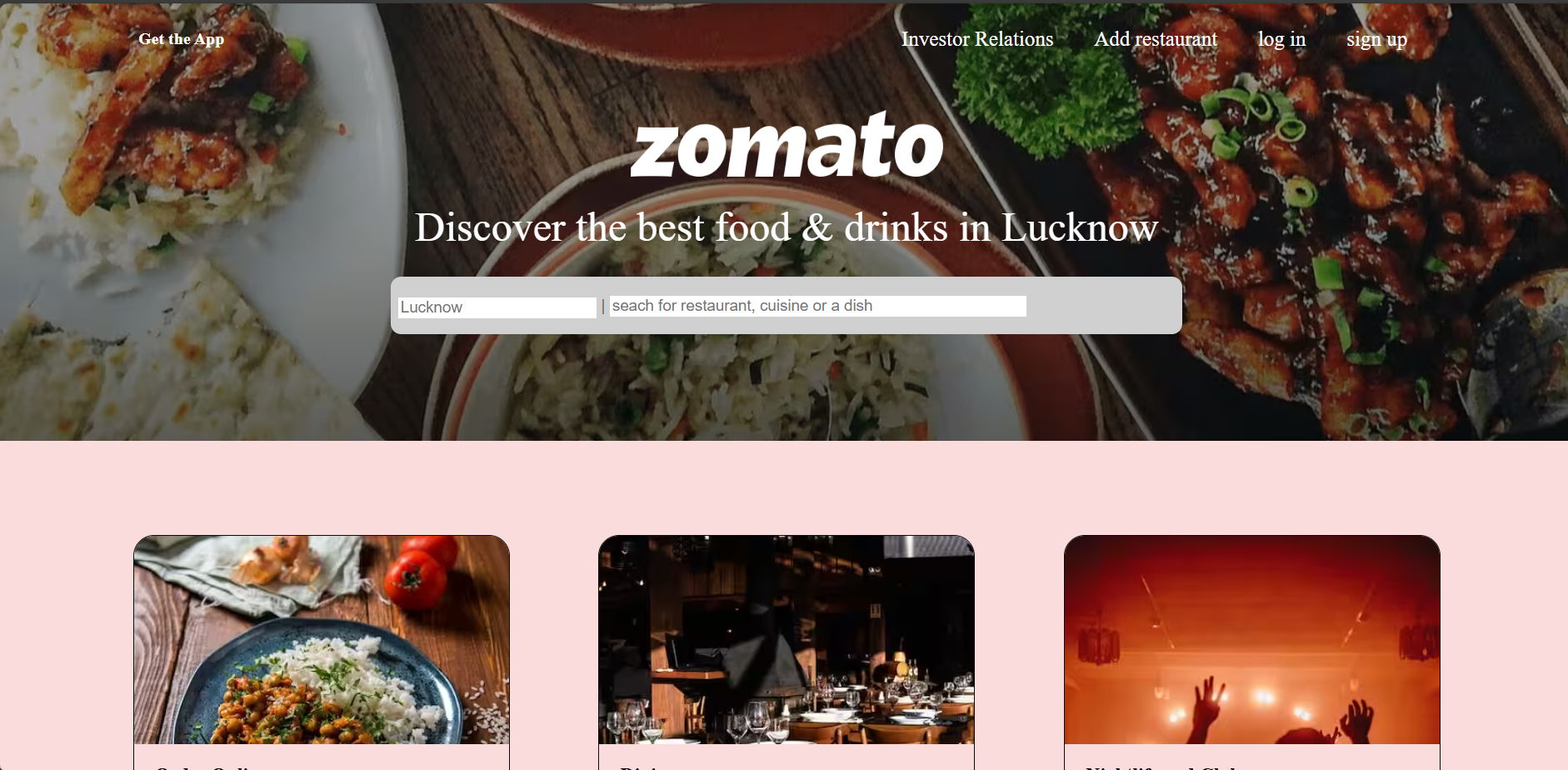 Zomato Website